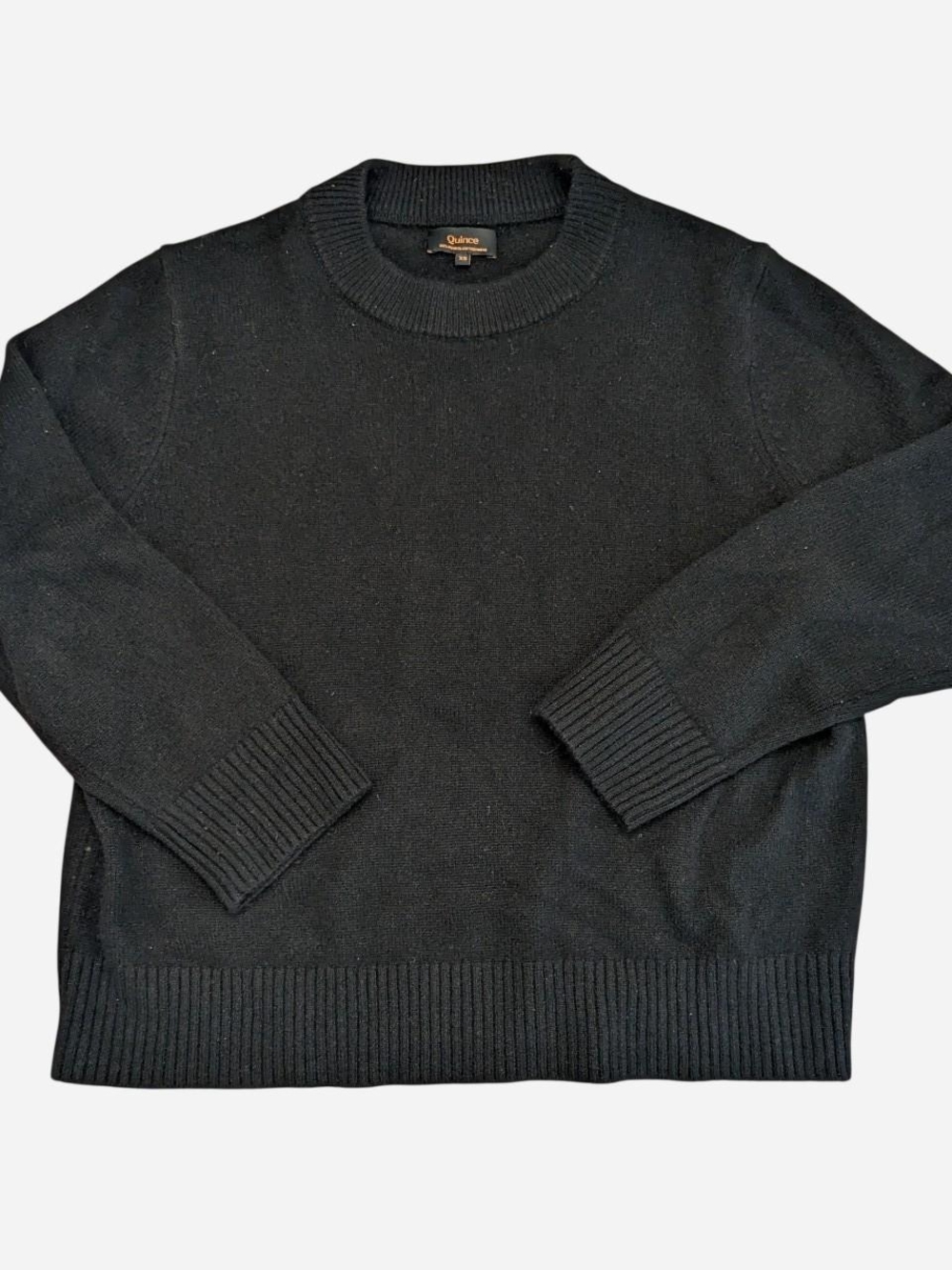 Quince 100% Cashmere Black Crewneck Knit Sweater